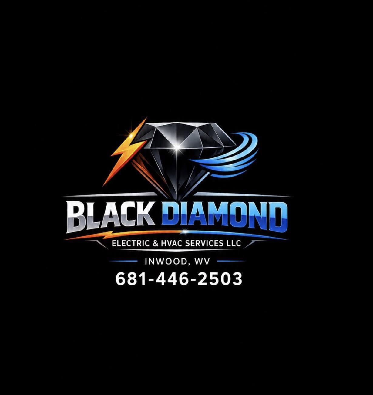 Black Diamond Electric & HVAC Services LLC logo with phone number 681-446-2503
